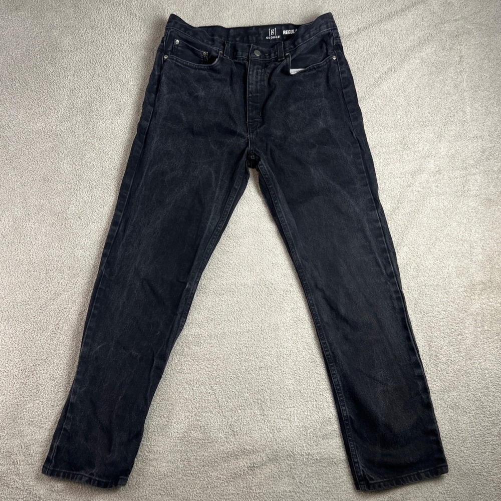 George Denim Jeans Size 33x30 Mens Black Regular Fit  Everyday Wear Casual Style